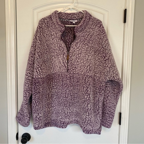 Time and Tru Women’s Snowtipped Purple Fluffy Jacket Size 2X - Picture 1 of 7